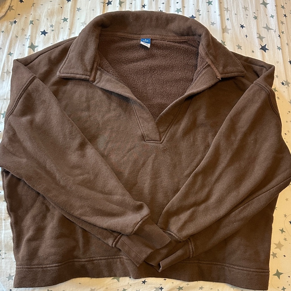Old Navy Brown Collared Pullover Sweatshirt